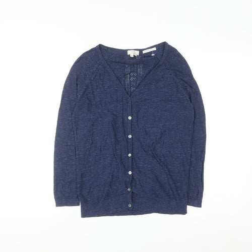 Fat Face Women's Blue Cotton V-Neck Cardigan Size 6