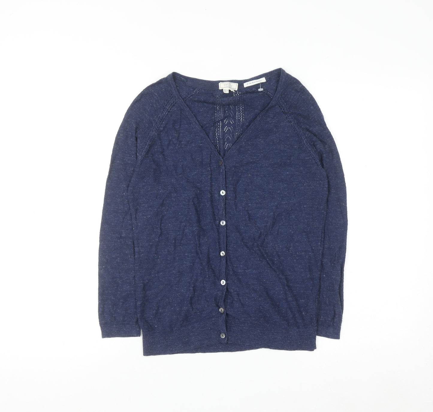 Fat Face Women's Blue Cotton V-Neck Cardigan Size 6