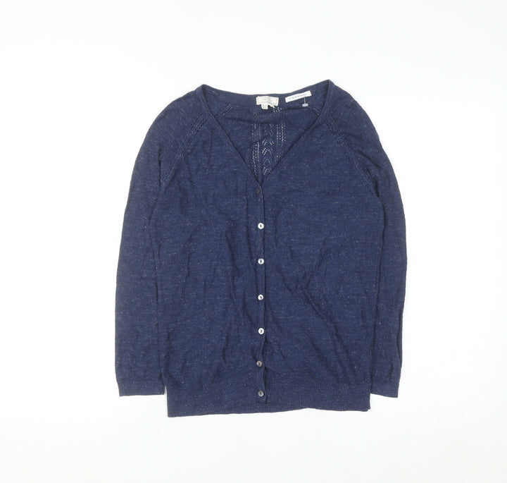Fat Face Women's Blue Cotton V-Neck Cardigan Size 6