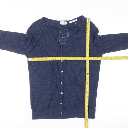 Fat Face Women's Blue Cotton V-Neck Cardigan Size 6