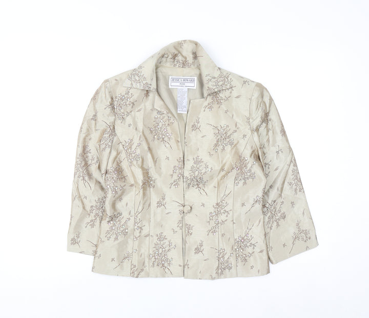 Jessica Howard Petite Beige Floral Brocade Suit Top Size 6