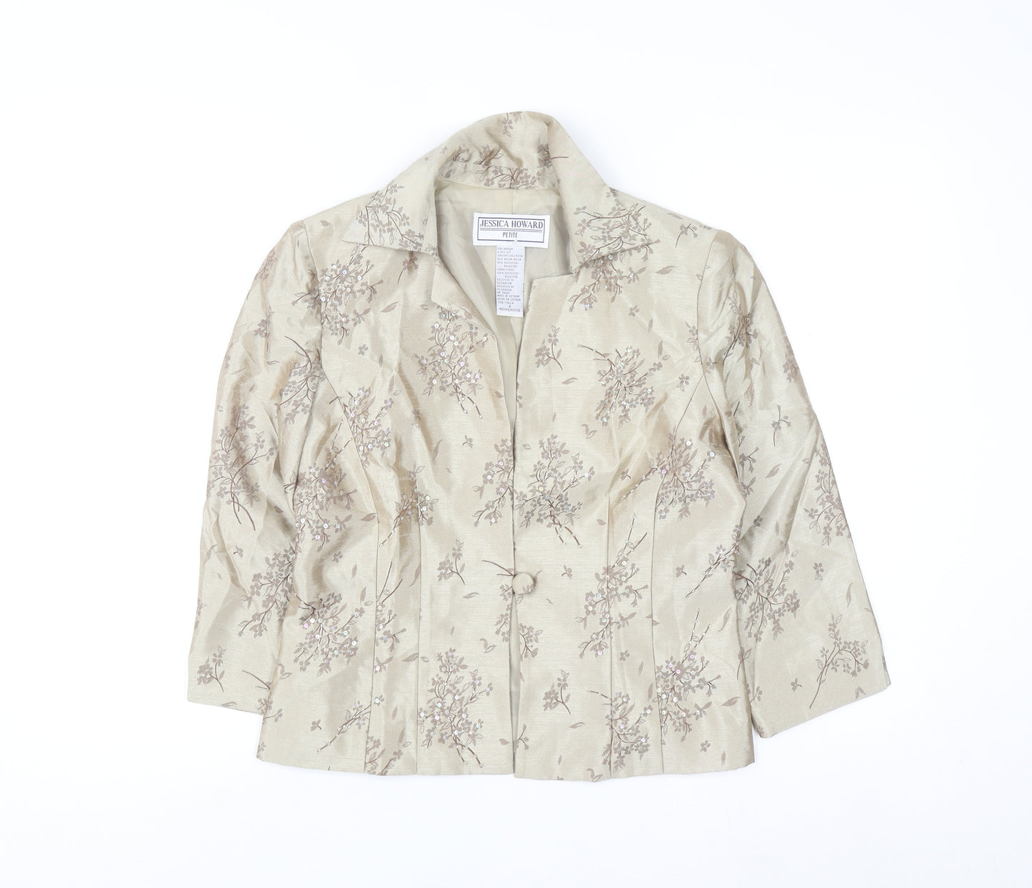 Jessica Howard Petite Beige Floral Brocade Suit Top Size 6