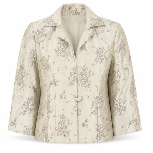 Jessica Howard Petite Beige Floral Brocade Suit Top Size 6