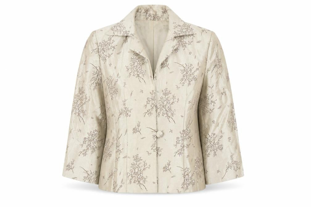 Jessica Howard Petite Beige Floral Brocade Suit Top Size 6