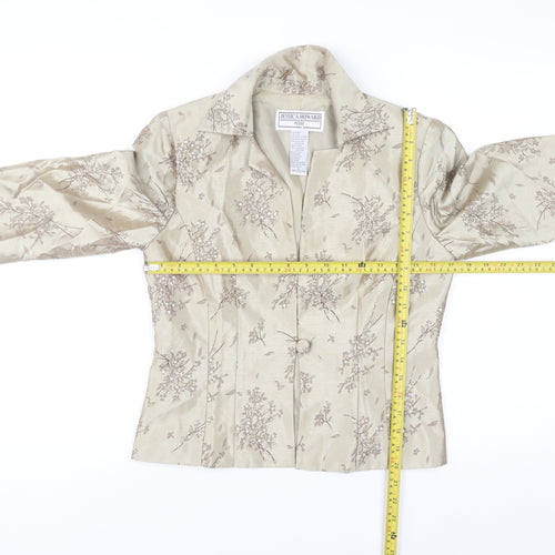Jessica Howard Petite Beige Floral Brocade Suit Top Size 6