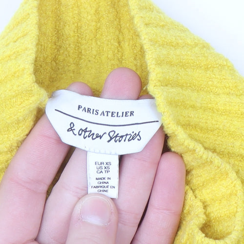 & Other Stories Women Yellow Roll Neck Wool Cotton Blend Jumper XS