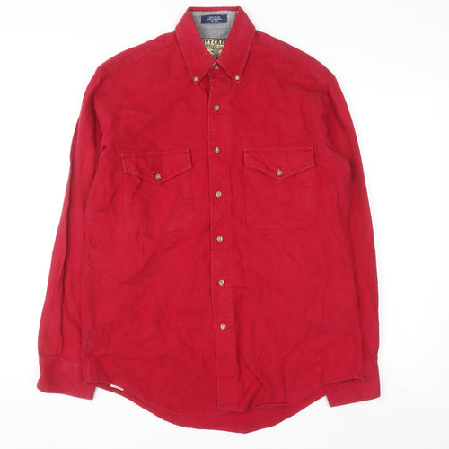 Ivy Crew Men's Red Button-Up Cotton Outdoor Classic Shirt M