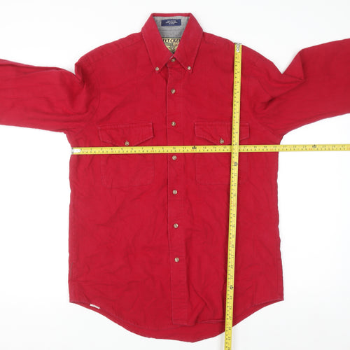 Ivy Crew Men's Red Button-Up Cotton Outdoor Classic Shirt M
