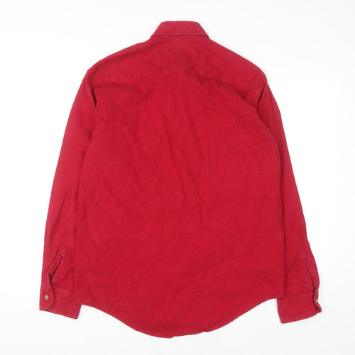 Ivy Crew Men's Red Button-Up Cotton Outdoor Classic Shirt M