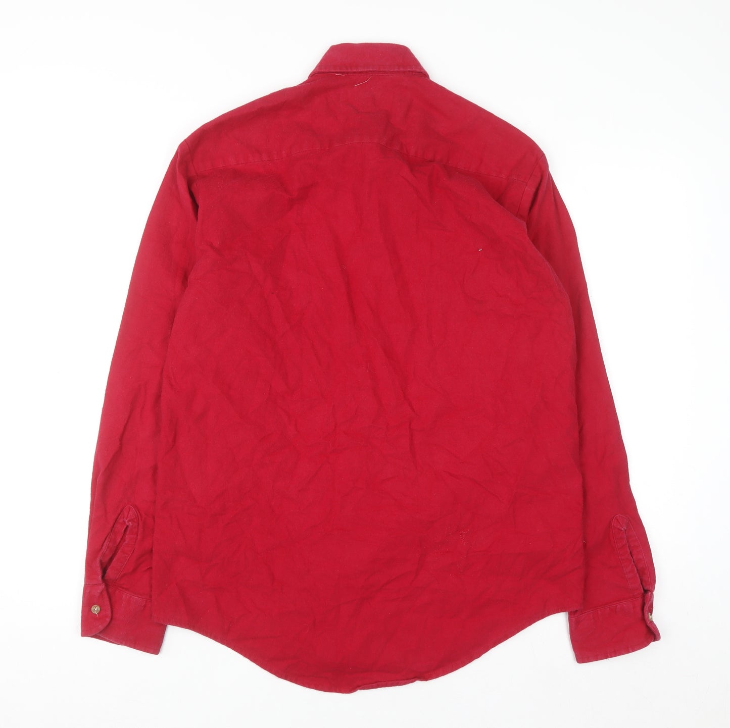 Ivy Crew Men's Red Button-Up Cotton Outdoor Classic Shirt M