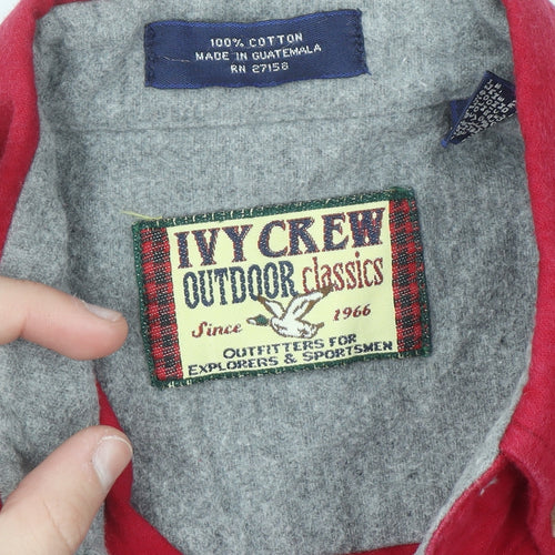 Ivy Crew Men's Red Button-Up Cotton Outdoor Classic Shirt M