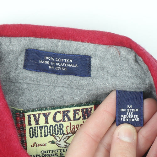 Ivy Crew Men's Red Button-Up Cotton Outdoor Classic Shirt M
