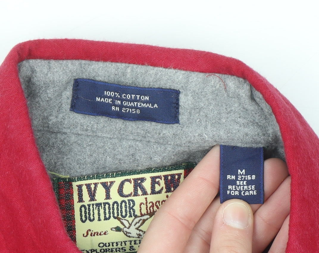 Ivy Crew Men's Red Button-Up Cotton Outdoor Classic Shirt M