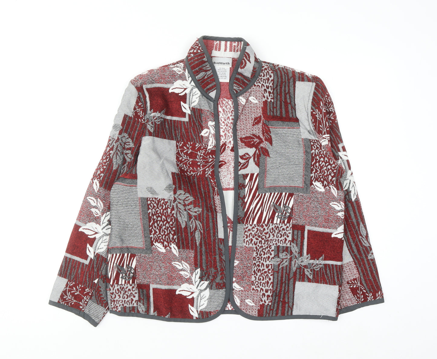 BonWorth Women's Red Patchwork Woven Petite XS Suit Jacket