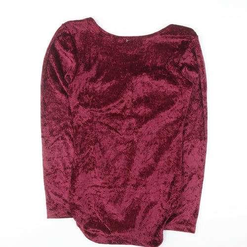 Intimate Details Women's Red Velvet Long Sleeve Bodysuit Size S