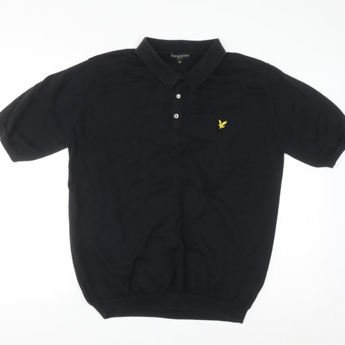 Lyle & Scott Men's Black Cotton Short Sleeve Polo Shirt XL
