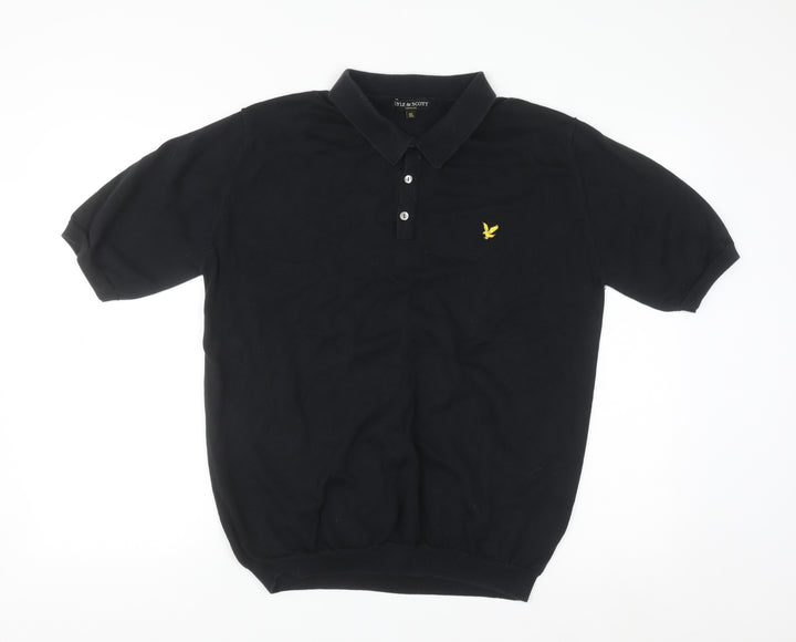 Lyle & Scott Men's Black Cotton Short Sleeve Polo Shirt XL