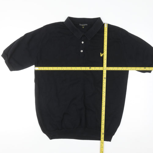 Lyle & Scott Men's Black Cotton Short Sleeve Polo Shirt XL