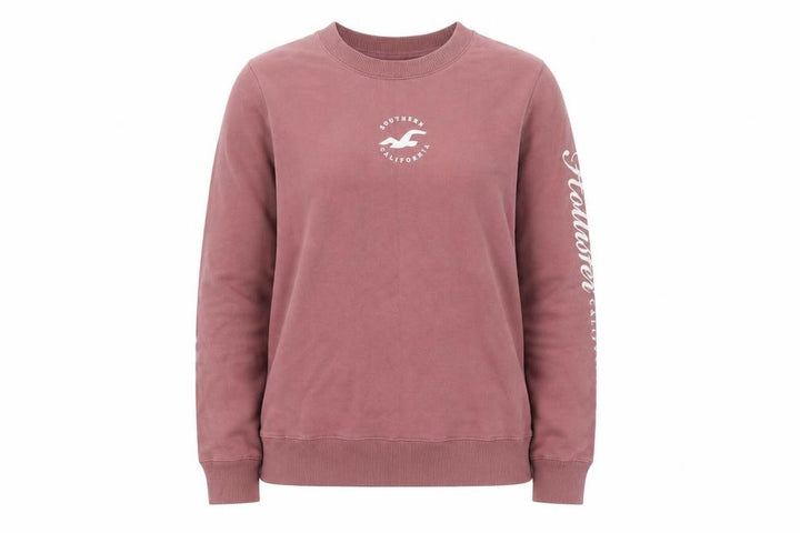 Hollister Women's Pink Pullover Sweatshirt Small Crew Neck Logo Print