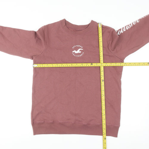 Hollister Women's Pink Pullover Sweatshirt Small Crew Neck Logo Print