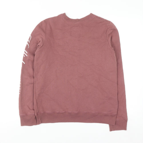 Hollister Women's Pink Pullover Sweatshirt Small Crew Neck Logo Print