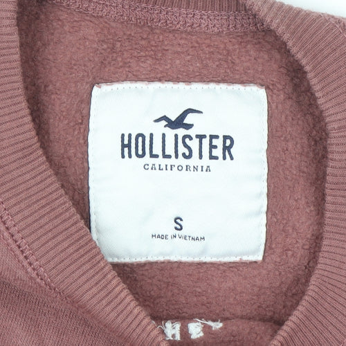 Hollister Women's Pink Pullover Sweatshirt Small Crew Neck Logo Print