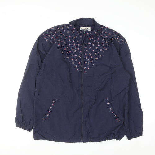 Northern Reflections Women Blue Floral Windbreaker Jacket M Nylon