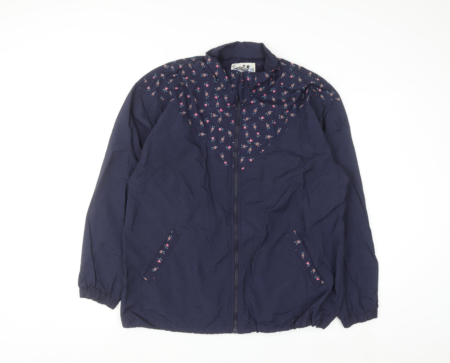 Northern Reflections Women Blue Floral Windbreaker Jacket M Nylon
