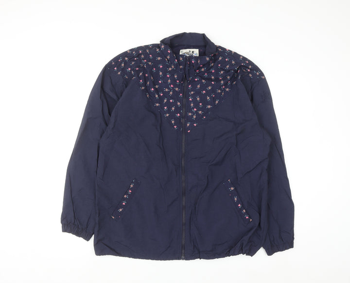 Northern Reflections Women Blue Floral Windbreaker Jacket M Nylon
