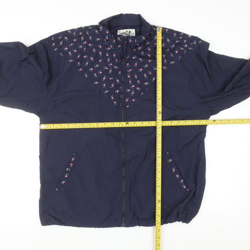 Northern Reflections Women Blue Floral Windbreaker Jacket M Nylon