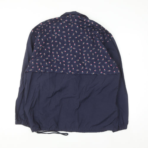 Northern Reflections Women Blue Floral Windbreaker Jacket M Nylon