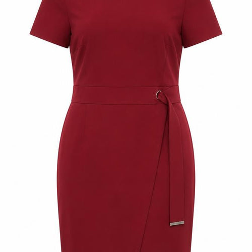 Very Women Red Sheath Belted Knee Length Dress Size 20