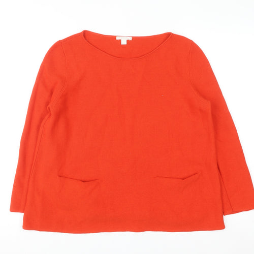 COS Women Red Cotton Crew Neck Long Sleeve Pullover Jumper Size 12