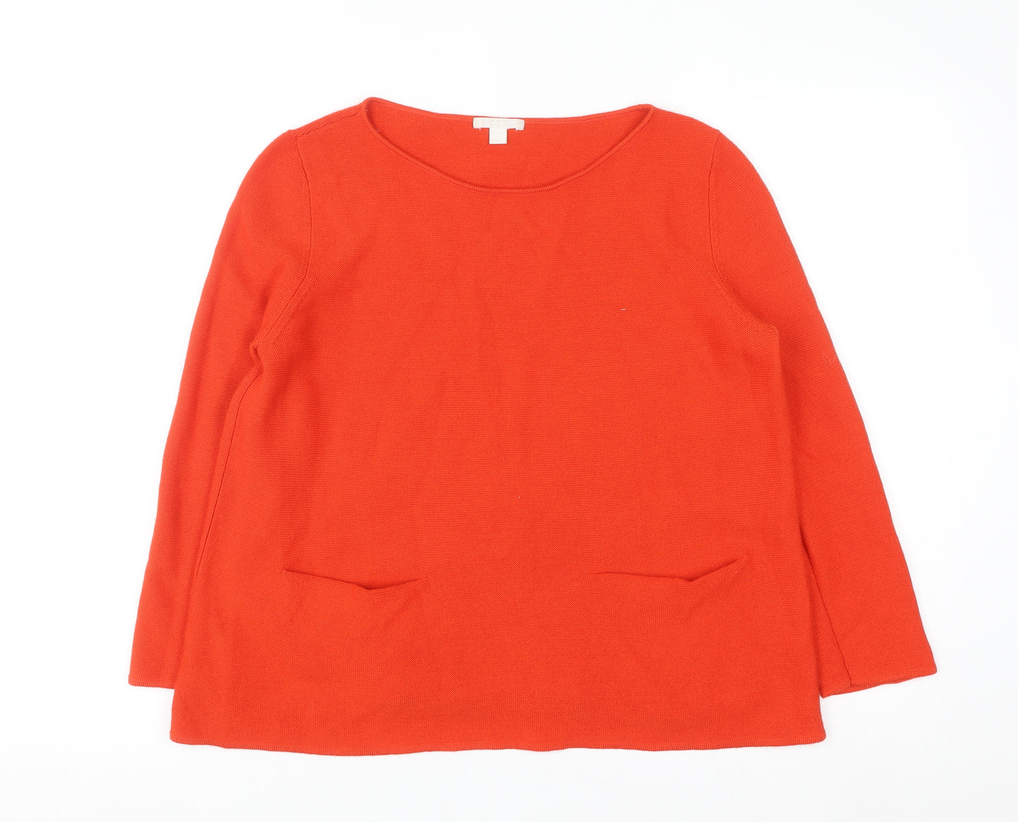 COS Women Red Cotton Crew Neck Long Sleeve Pullover Jumper Size 12