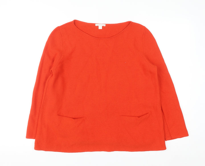 COS Women Red Cotton Crew Neck Long Sleeve Pullover Jumper Size 12