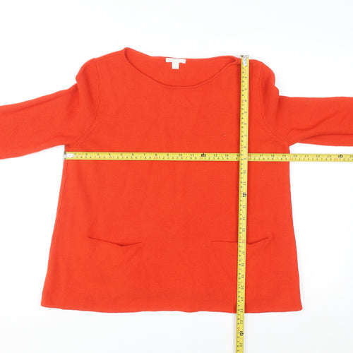 COS Women Red Cotton Crew Neck Long Sleeve Pullover Jumper Size 12