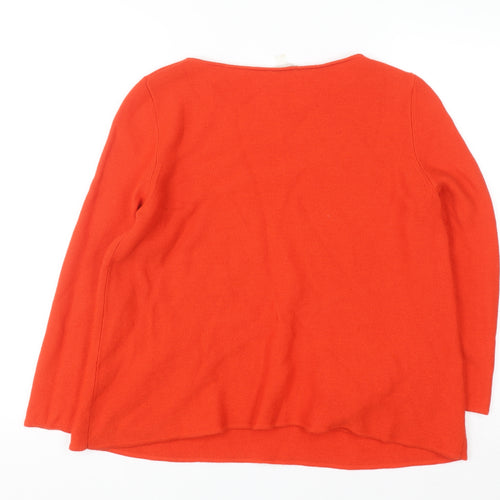COS Women Red Cotton Crew Neck Long Sleeve Pullover Jumper Size 12