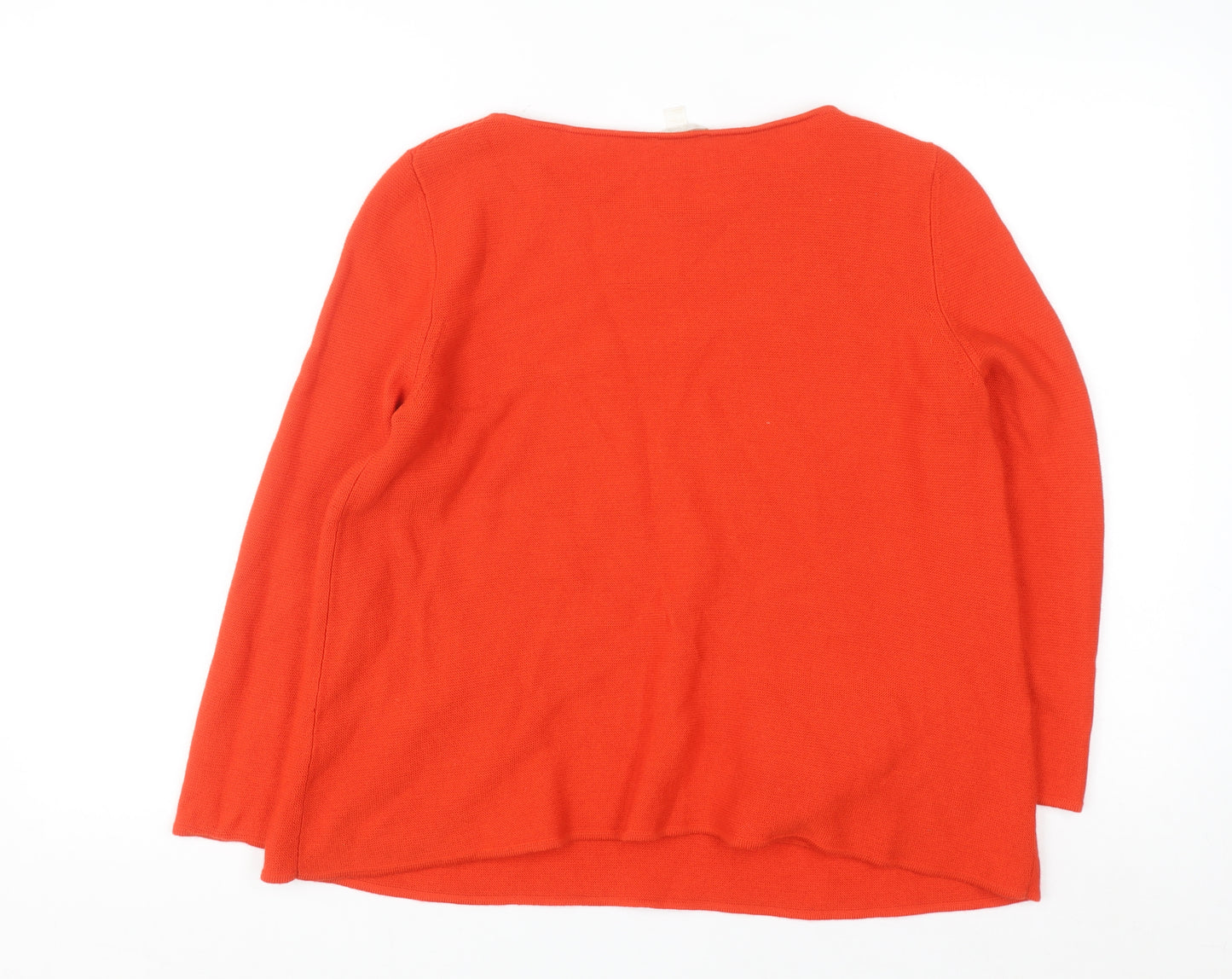 COS Women Red Cotton Crew Neck Long Sleeve Pullover Jumper Size 12