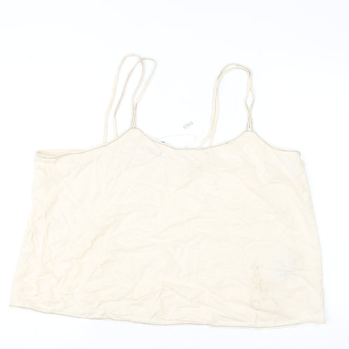 Marks and Spencer Womens Beige Camisole Linen Blend Tank Top Size 20