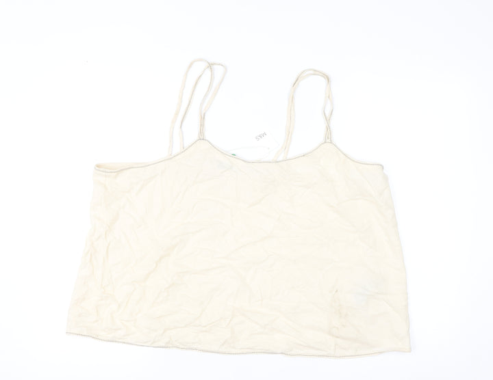 Marks and Spencer Womens Beige Camisole Linen Blend Tank Top Size 20