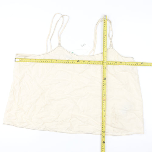 Marks and Spencer Womens Beige Camisole Linen Blend Tank Top Size 20