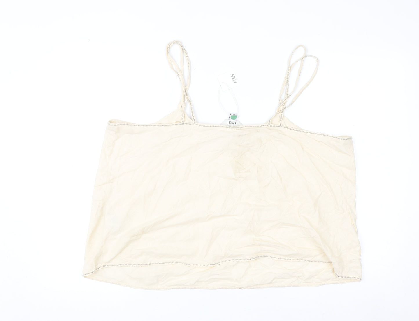 Marks and Spencer Womens Beige Camisole Linen Blend Tank Top Size 20