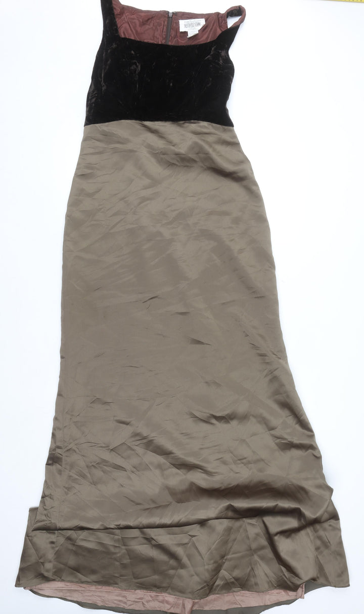 Dessy Creations Women Brown Velvet Long Sheath Dress Size 8
