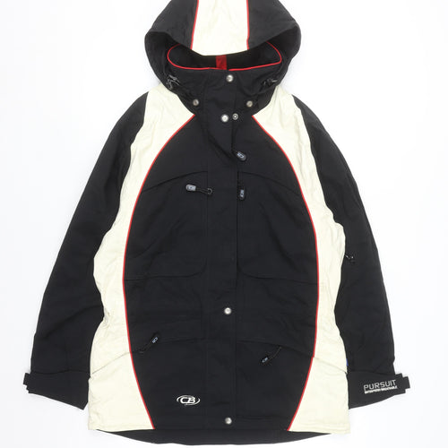 CB Sports Womens Black Ski Jacket Hooded Waterproof Size M