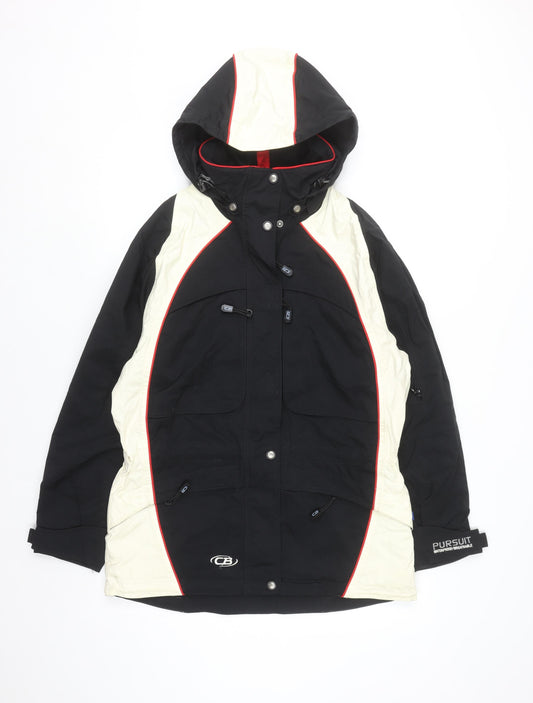 CB Sports Womens Black Ski Jacket Hooded Waterproof Size M