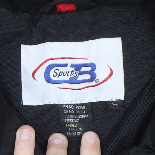 CB Sports Womens Black Ski Jacket Hooded Waterproof Size M