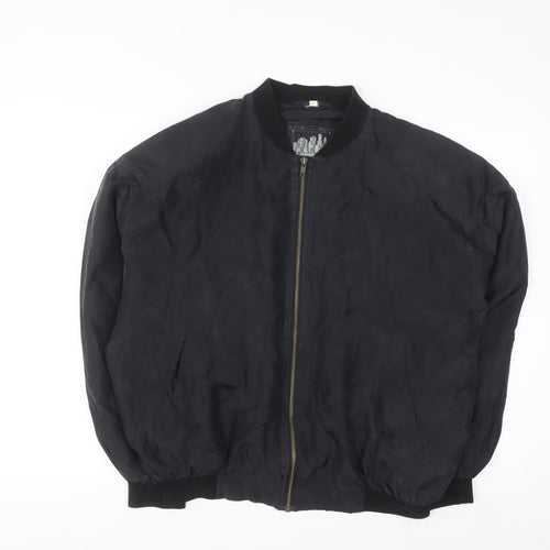 City Line Womens Black Silk Bomber Jacket M Casual Lightweight