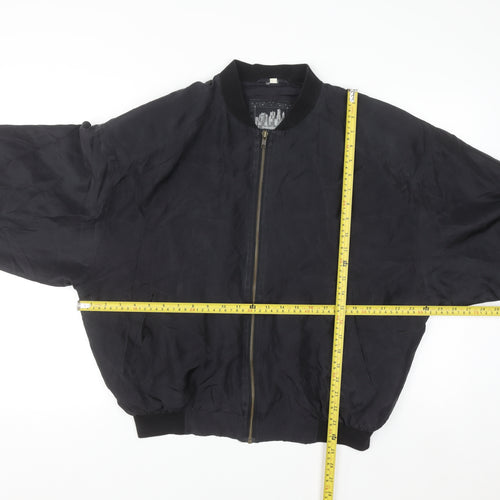 City Line Womens Black Silk Bomber Jacket M Casual Lightweight