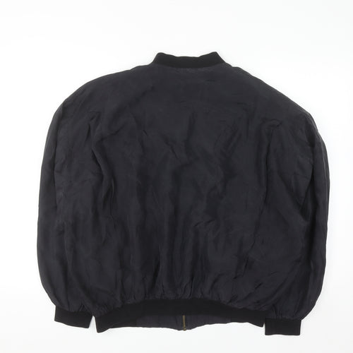 City Line Womens Black Silk Bomber Jacket M Casual Lightweight