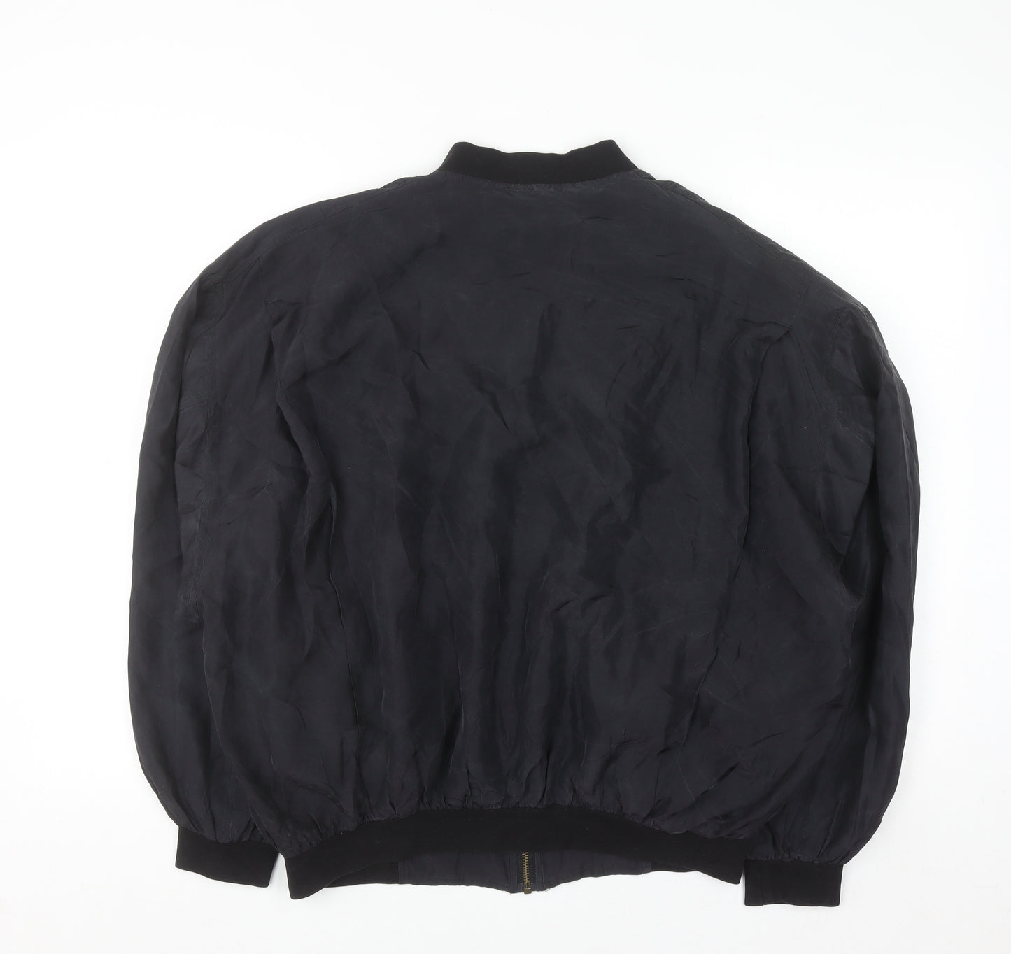 City Line Womens Black Silk Bomber Jacket M Casual Lightweight